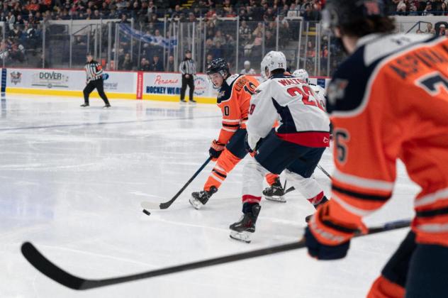Flint Firebirds center Jimmy Lombardi looks to make a pass