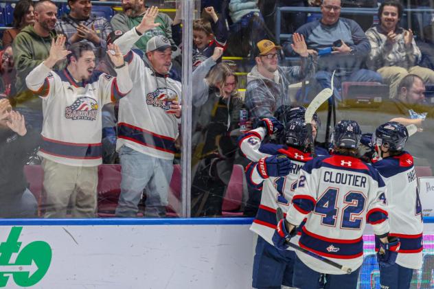 Saginaw Spirit celebrate a goal