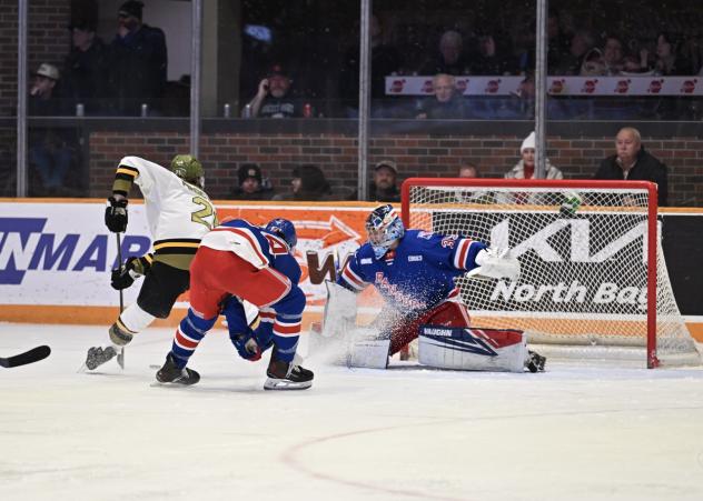 Kitchener Rangers goaltender Jason Schaubel vs. the North Bay Battalion