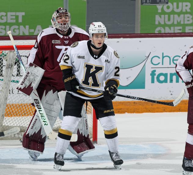 Peterborough Petes goaltender Easton Rye vs. the Kingston Frontenacs