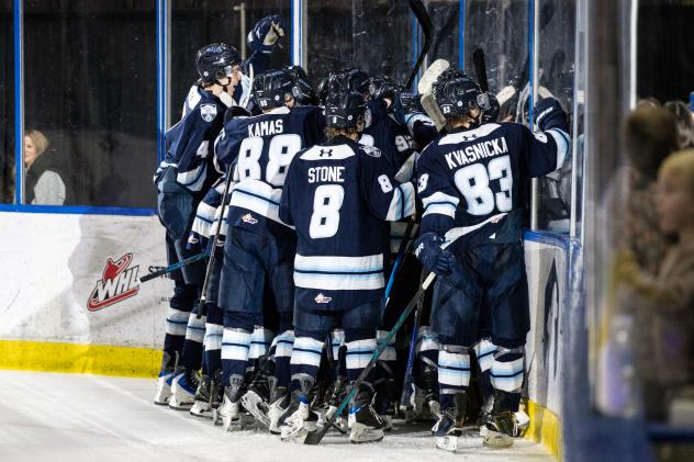 Penticton Vees celebrate their overtime victory