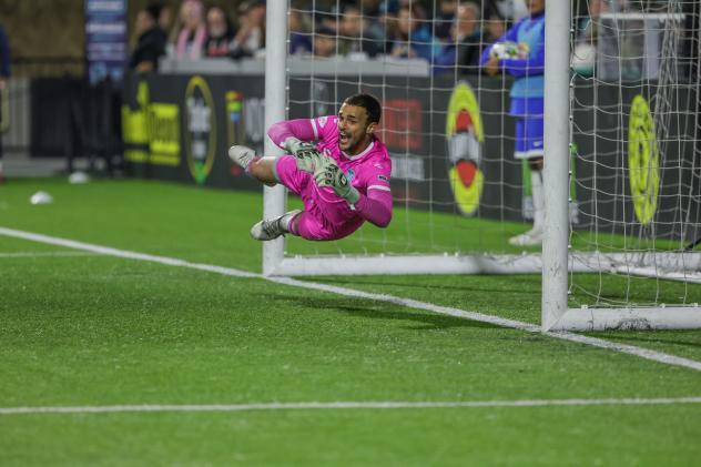 Goalkeeper Nico Campuzano with Monterey Bay FC