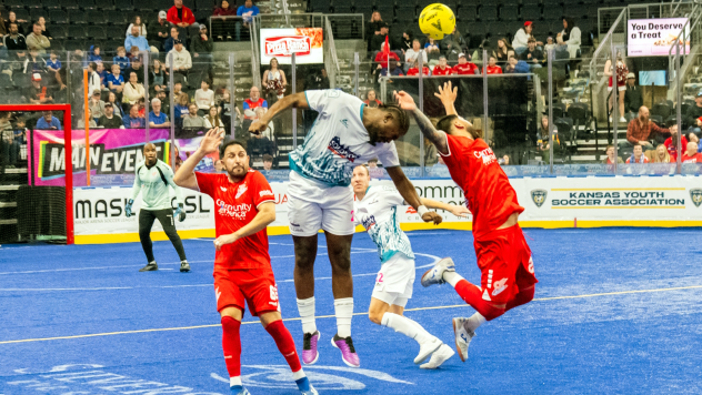 St. Louis Ambush with a header against the Kansas City Comets