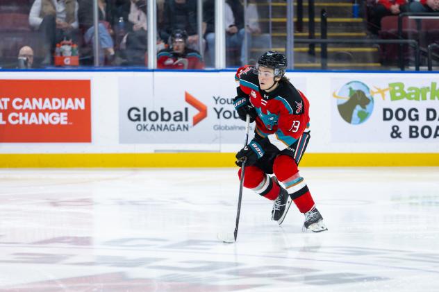 Defenceman Will Sharpe with the Kelowna Rockets