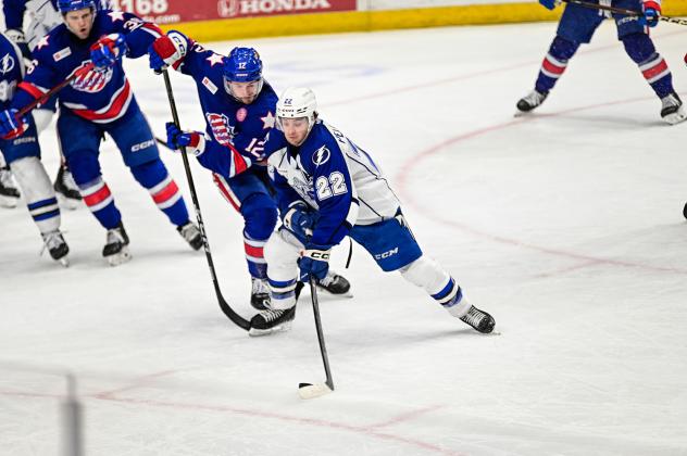 Syracuse Crunch forward Jakob Pelletier vs. the Rochester Americans