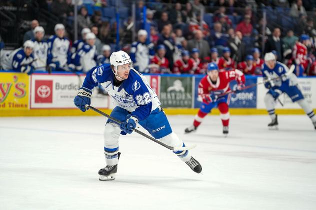 Syracuse Crunch forward Jakob Pelletier vs. the Laval Rocket