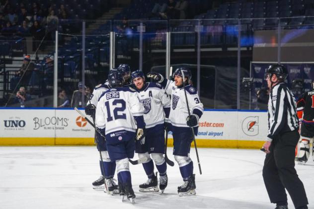 Worcester Railers celebrate a goal