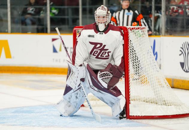 Peterborough Petes goaltender Masen Johnston