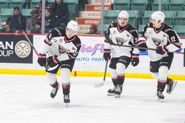 Giants' Tobias Tomik, Jan Skok, and Brett Olson on game night