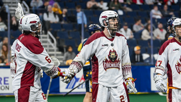 Oshawa Firewolves forwards Alex Simmons (left) and Tye Kurtz