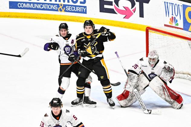 Wheeling Nailers look for a scoring opportunity against the Reading Royals