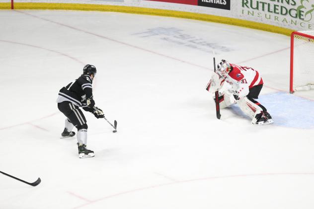 Allen Americans goaltender Jackson Parsons vs. the Idaho Steelheads