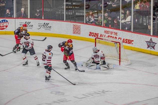 Allen Americans look for a goal against the Rapid City Rush