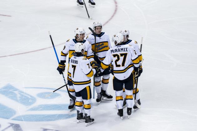 Atlanta Gladiators gather following a goal