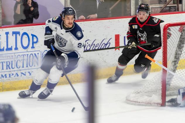 Worcester Railers defenseman Jesse Pulkkinen vs. the Adirondack Thunder