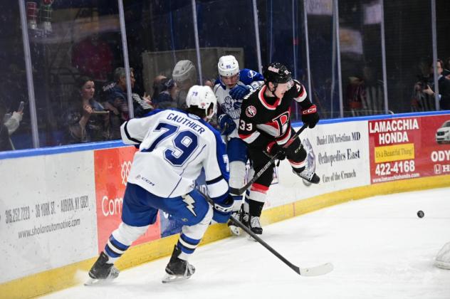 Belleville Senators defenceman Lassi Thomson vs. the Syracuse Crunch
