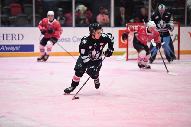 Penticton Vees' Diego Johnson in action
