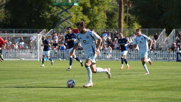 Chicago Fire FC with possession against LA Galaxy at the Coachella Valley Invitational