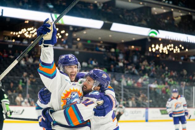 Orlando Solar Bears celebrate a goal
