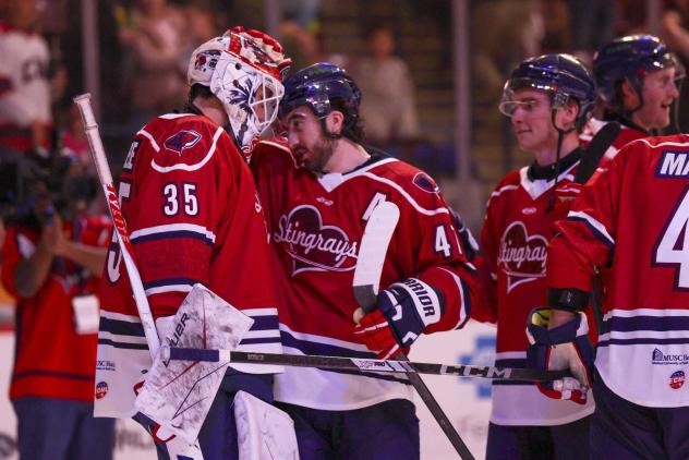 South Carolina Stingrays exchange congratulations after a win