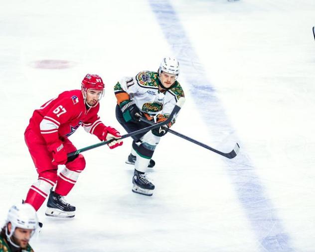 Allen Americans left wing Hank Crone (left)