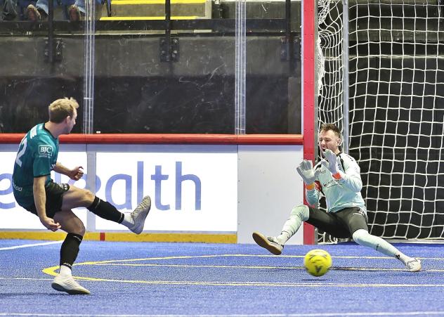 St. Louis Ambush forward Mario Falsone shoots vs. Utica City FC