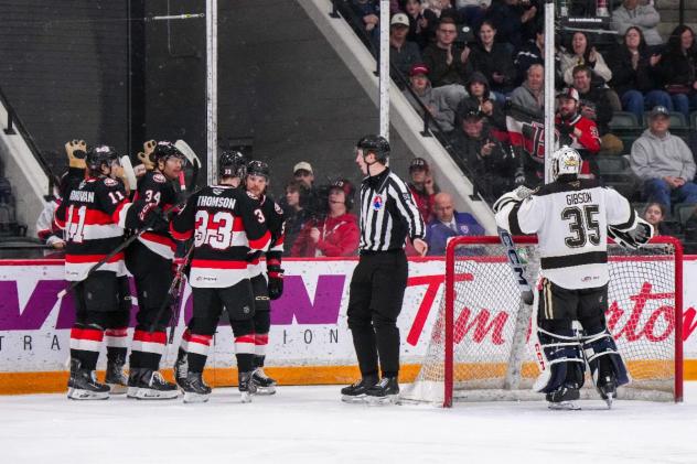 Belleville Senators celebrate a goal