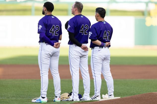 Albuquerque Isotopes in Jackie Robinson Night jerseys