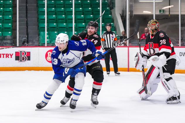 Syracuse Crunch left wing Brendan Furry vs. the Belleville Senators