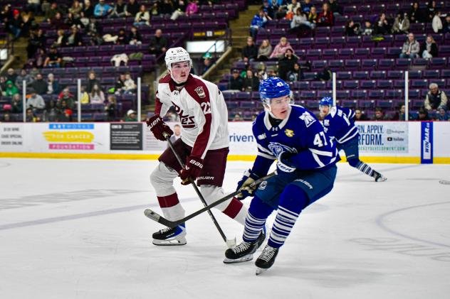 Peterborough Petes left wing Kieron Walton vs. the Brampton Steelheads
