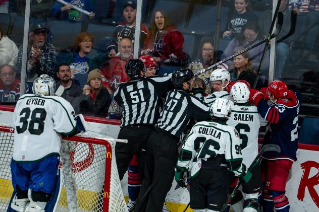 Allen Americans fight with the Utah Grizzlies