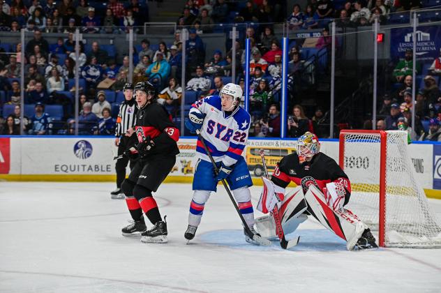 Syracuse Crunch left wing Jakob Pelletier vs. the Charlotte Checkers