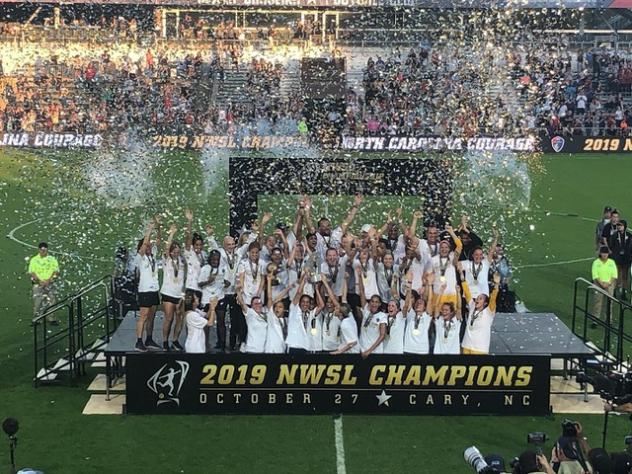 North Carolina Courage celebrate the 2019 NWSL championship