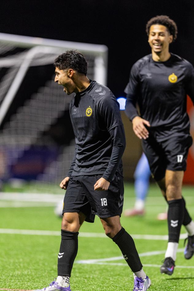 Jorge Garcia of the Pittsburgh Riverhounds reacts after his goal