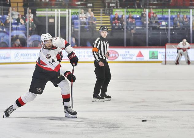 Belleville Senators defenceman Djibril Touré vs. the Utica Comets