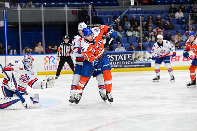 Syracuse Crunch center Lucas Mercuri vs. the Rochester Americans