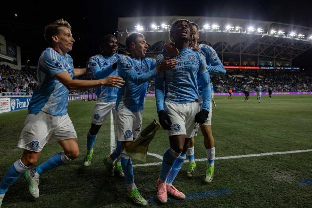 New York City FC celebrates a goal