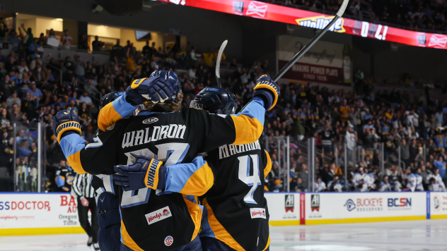 Toledo Walleye celebrate a goal