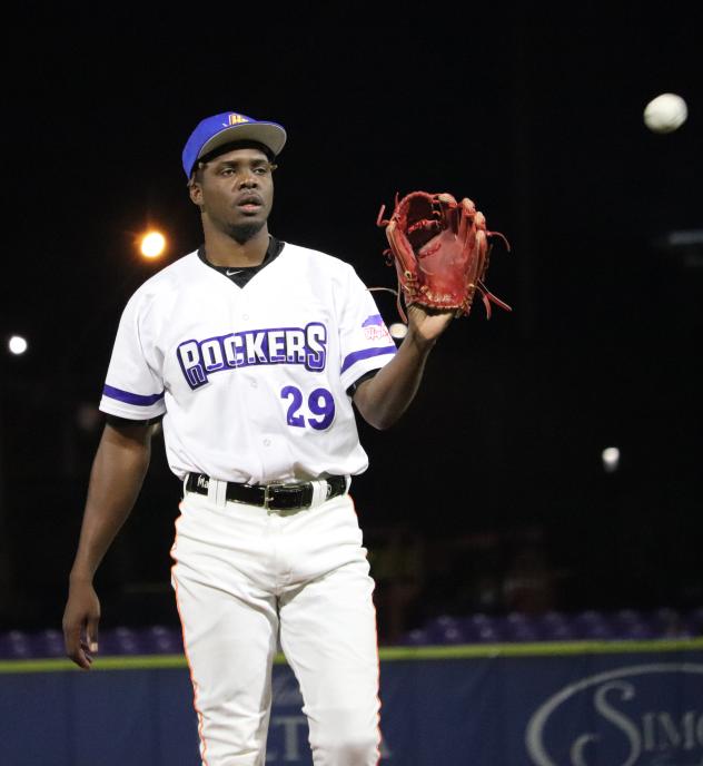 Pitcher Huascar Brazoban with the High Point Rockers in 2021