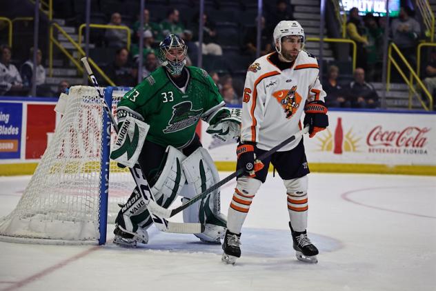 Florida Everblades goaltender Cam Johnson vs. the Greenville Swamp Rabbits