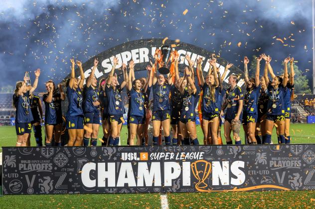 Tampa Bay Sun FC celebrate the first USL Super League championship