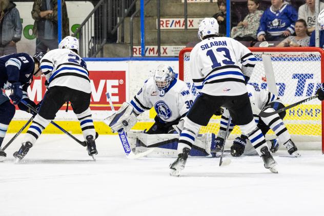Wenatchee Wild's goalie Cal Conway in action