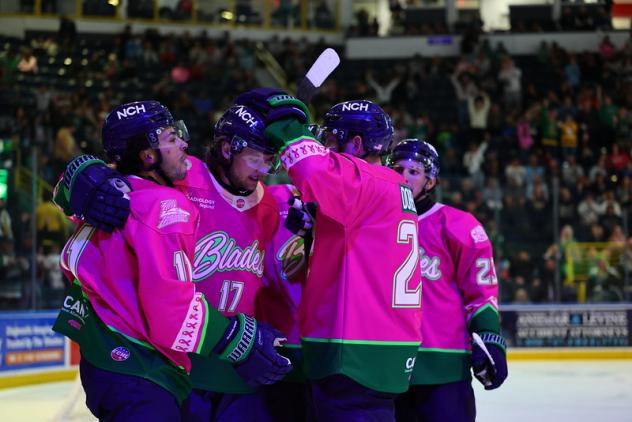 Florida Everblades celebrate a goal