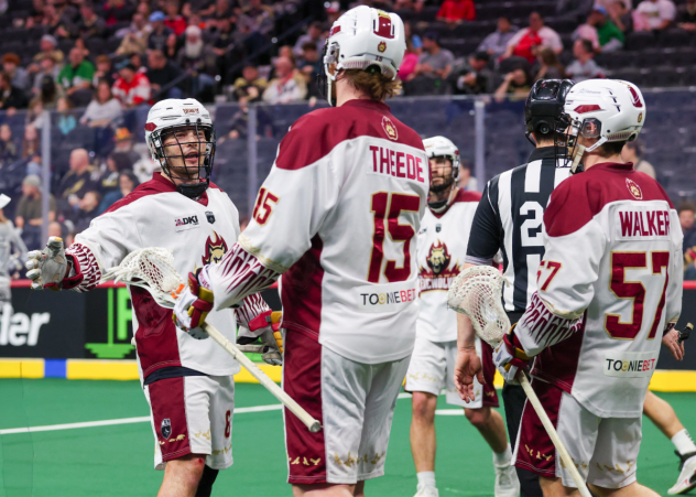 Oshawa FireWolves forward Dawson Theede receives congratulations