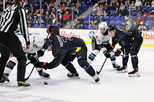 Kelowna Rockets battle the Vancouver Giants