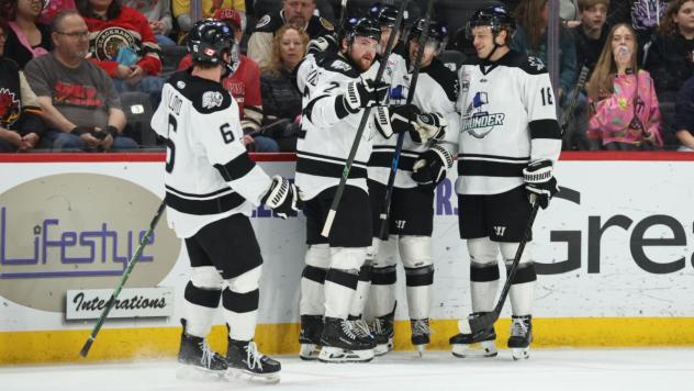 Wichita Thunder gather following a goal