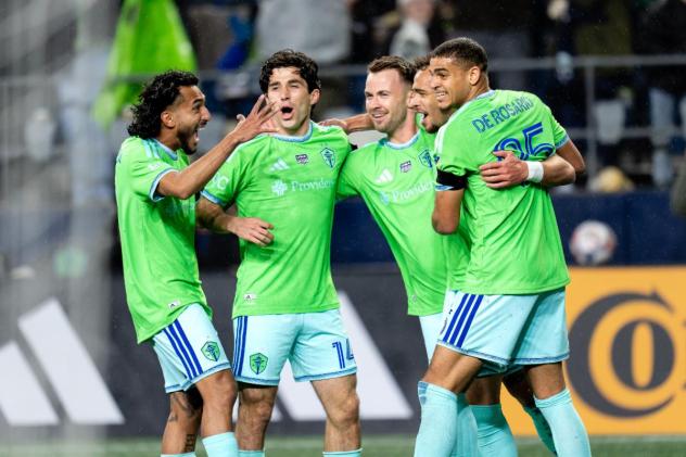 Seattle Sounders FC celebrate a goal