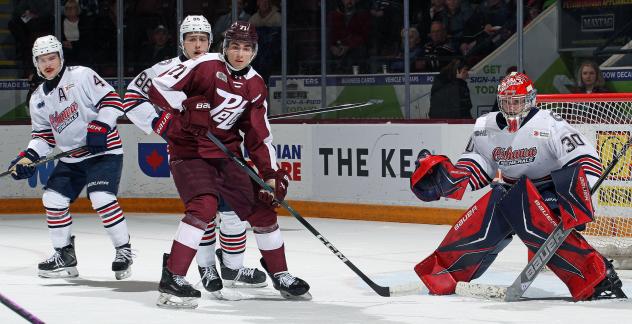 Peterborough Petes defenceman James Petrovski vs. the Oshawa Generals