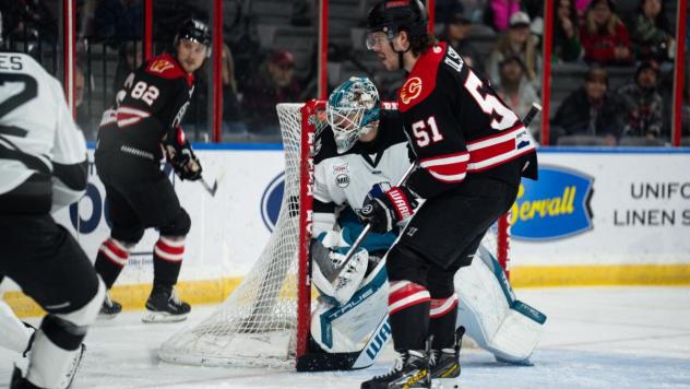 Wichita Thunder goaltender Matt Davis vs. the Rapid City Rush
