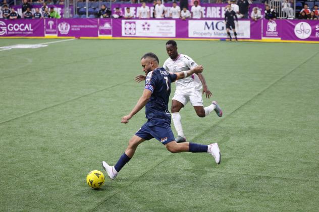 Tacoma Stars Captain Alex Caceres lines up a shot vs. the Empire Strykers